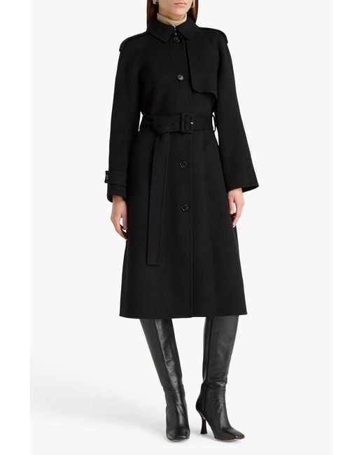 Theory Black Belted Wool And Cashmere-blend Coat