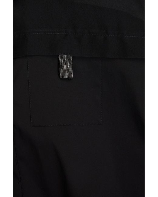 Brunello Cucinelli Black Organza-paneled Cotton-blend Poplin Shirt