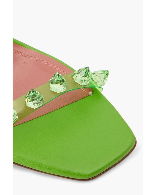 AMINA MUADDI Green Julia Spiked Pvc And Leather Sandals