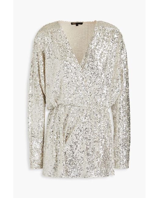 Maje White Sequined Tulle Playsuit