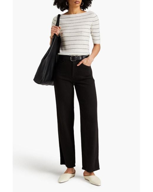 Vince Black Cotton-blend Gabardine Straight-leg Pants