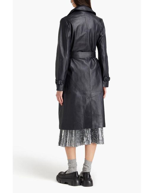 Claudie Pierlot Black Belted Leather Trench Coat