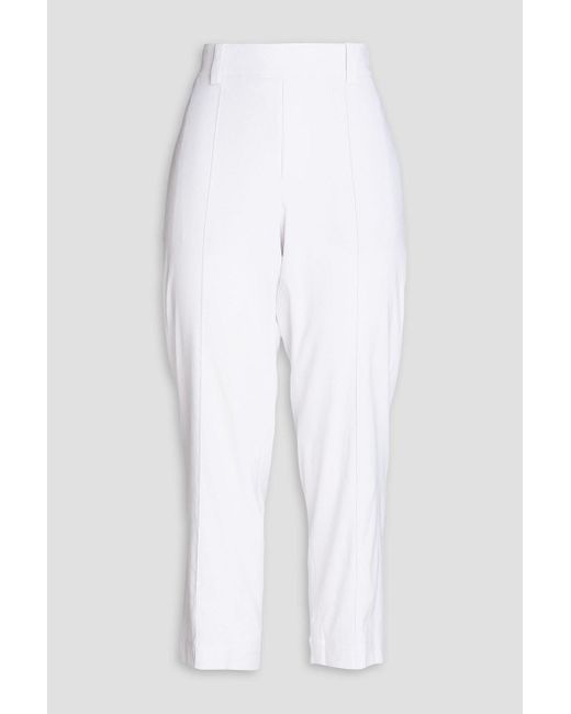 Vince White Cropped Linen-blend Tapered Pants