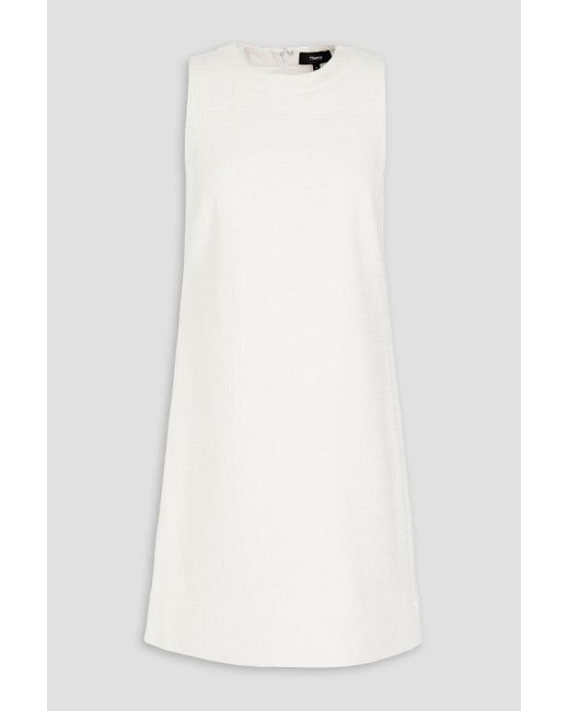 Theory White Cotton-blend Tweed Mini Dress