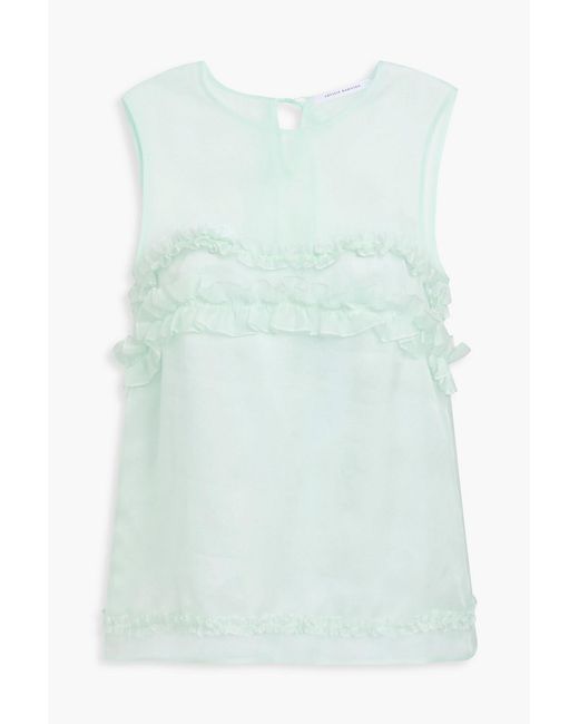 CECILIE BAHNSEN Blue Orietta Ruffled Organza Top