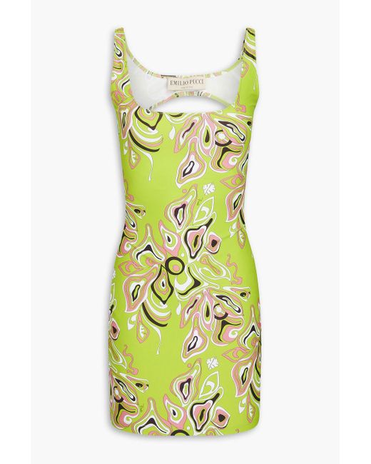 Emilio Pucci Green Printed Jersey Mini Dress