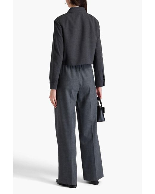 Theory Black Cropped Wool-blend Jacket