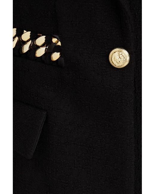 Rebecca Vallance Black Carine Chain-embellished Tweed Blazer