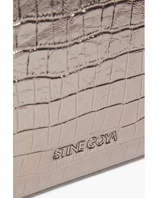 Stine Goya Gray Lexie Faux Croc-effect Leather Shoulder Bag