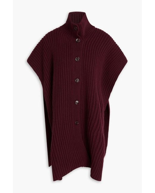 Erdem Red Ribbed Wool And Cashmere-Blend Cardigan