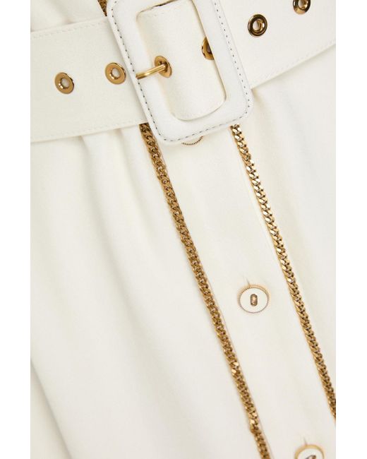 Zimmermann White Belted Chain-Embellished Crepe Midi Shirt Dress