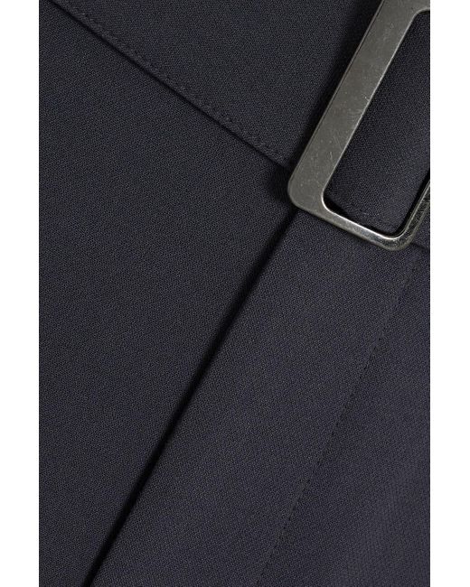 Vince Blue Belted Crepe Wide-Leg Pants