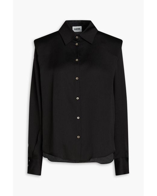 Claudie Pierlot Black Cajou Hammered Satin-crepe Shirt