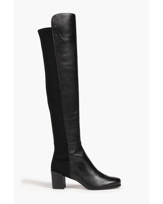 Stuart Weitzman Black City Leather And Neoprene Over-the-knee Boots
