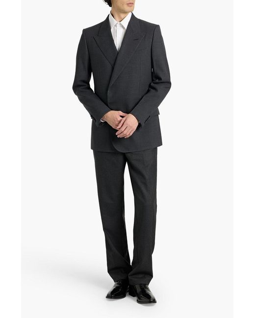 Dunhill Black Double-Breasted Woven Blazer for men