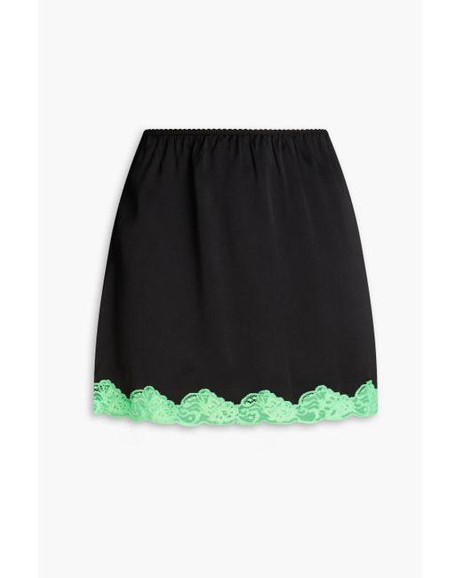T By Alexander Wang Fluted Lace-trimmed Silk-satin Mini Skirt in Black |  Lyst Canada
