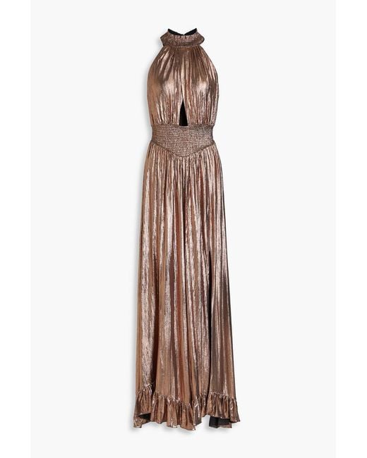retroféte Natural Carly Cutout Shirred Jersey Gown