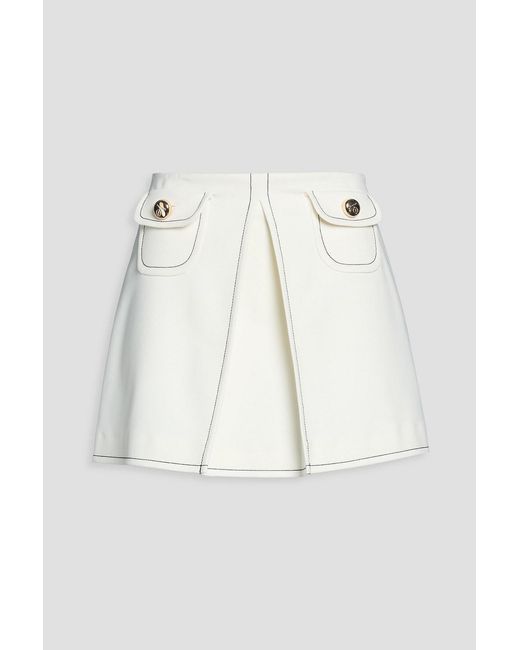 Sandro Natural Pleated Stretch-Crepe Mini Skirt