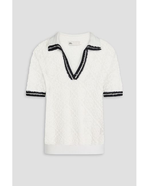 Tory Burch Natural Pointelle-knit Cotton Polo Shirt