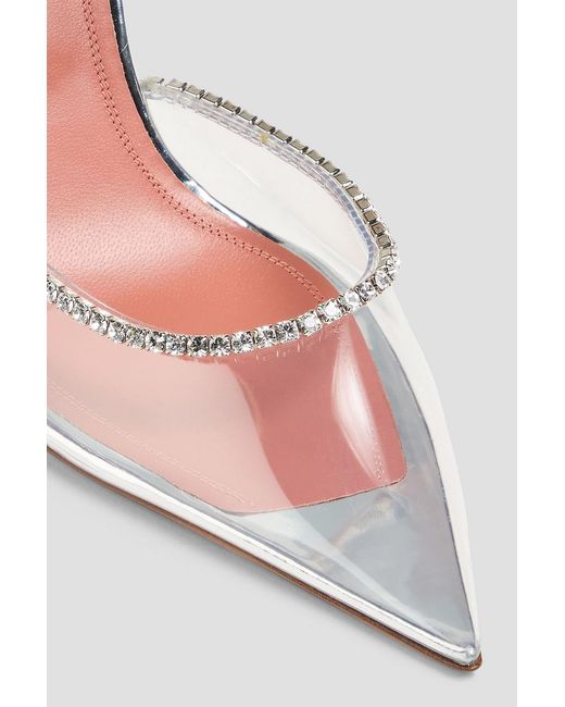 AMINA MUADDI White Gilda Glass Crystal-embellished Pvc Mules