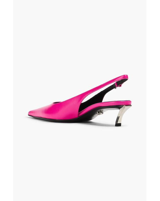 Versace Pink Pin Point Leather Slingback Pumps