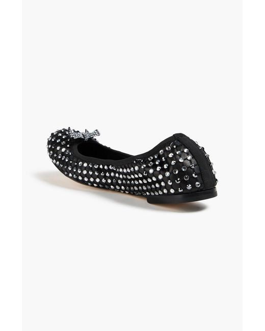 Rene Caovilla Black Galaxia Crystal-Embellished Leather Ballet Flats