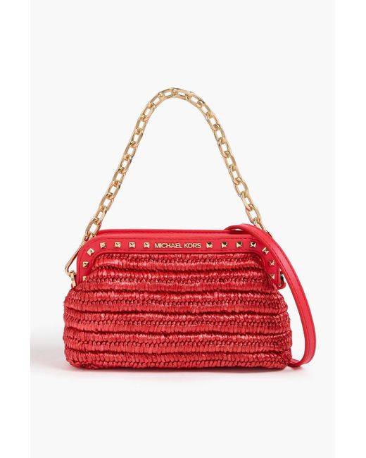 MICHAEL Michael Kors Red Livia Faux Raffia Envelope Clutch