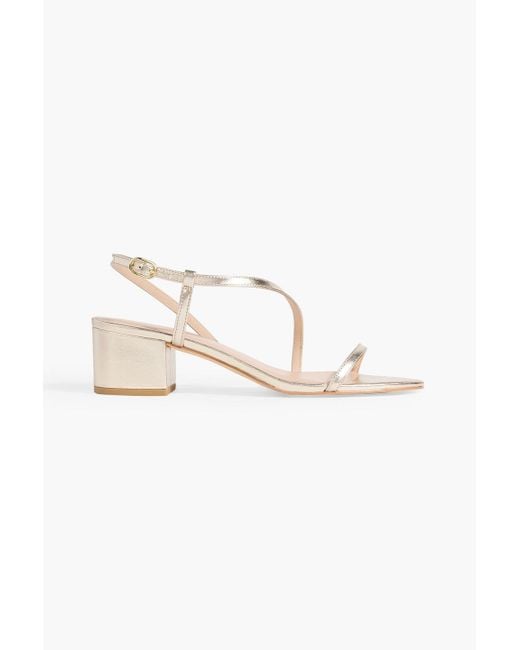 Stuart Weitzman Metallic Aliza 50 Leather Slingback Sandals
