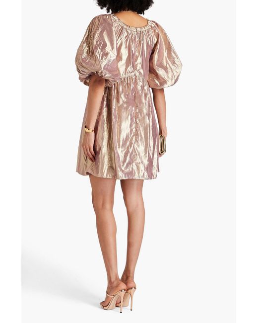 Rejina Pyo Pink Terry Gathered Lamé Mini Dress