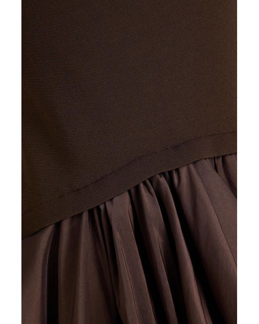 Jonathan Simkhai Brown Izzy Strapless Stretch-Knit And Taffeta Midi Dress