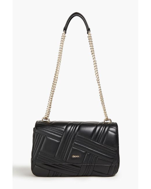 DKNY Black Quilted Padded Leather Shoulder Bag