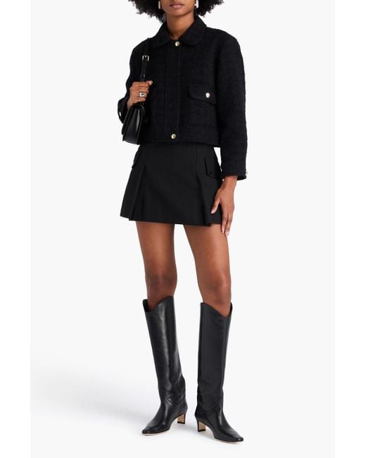 Sandro Black Cotton-blend Bouclé-tweed Jacket