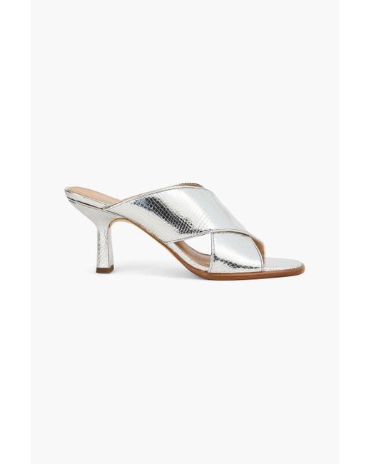 MICHAEL Michael Kors Gideon Snake effect Leather Mules in Metallic Lyst UK