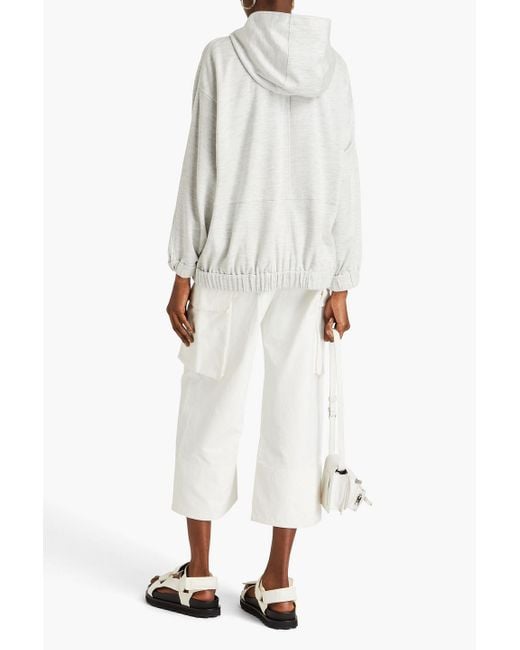 Brunello Cucinelli White Bead-embellished French Cotton-blend Terry Zip-up Hoodie