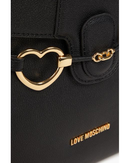 Love Moschino Black Rucksack aus strukturiertem kunstleder mit verzierung