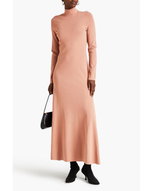 Victoria Beckham Pink Cutout Stretch-knit Turtleneck Maxi Dress