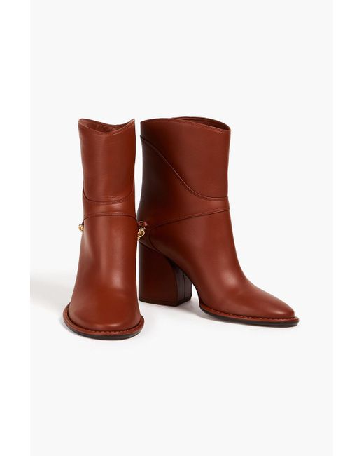 Zimmermann Brown Embellished Leather Ankle Boots