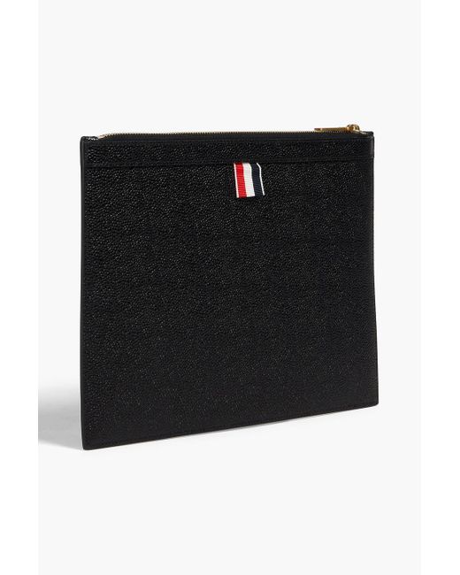 Thom Browne Black Bow-detailed Pebbled-leather Document Case