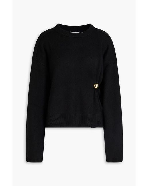Loulou de Saison Black Bill Embellished Cashmere Sweater