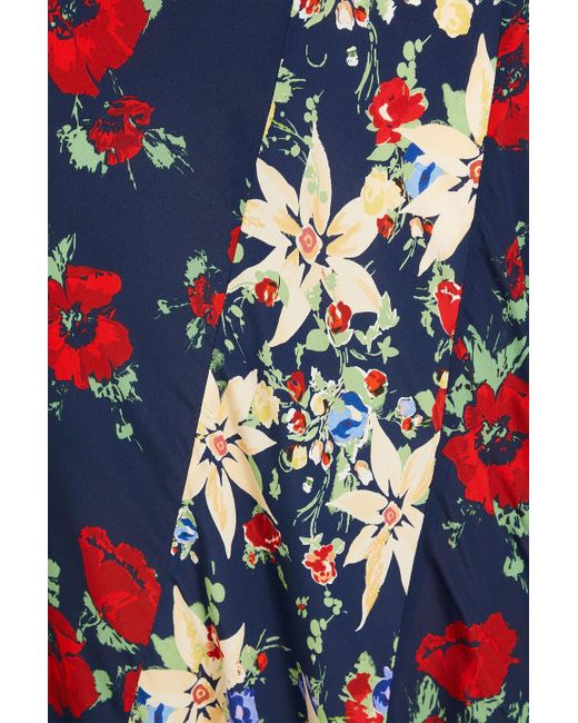 Rixo White Hudson Floral-print Crepe De Chine Midi Skirt