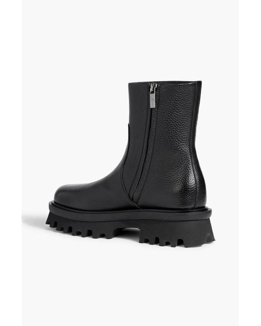 Ferragamo Black Klem Pebbled-Leather Ankle Boots
