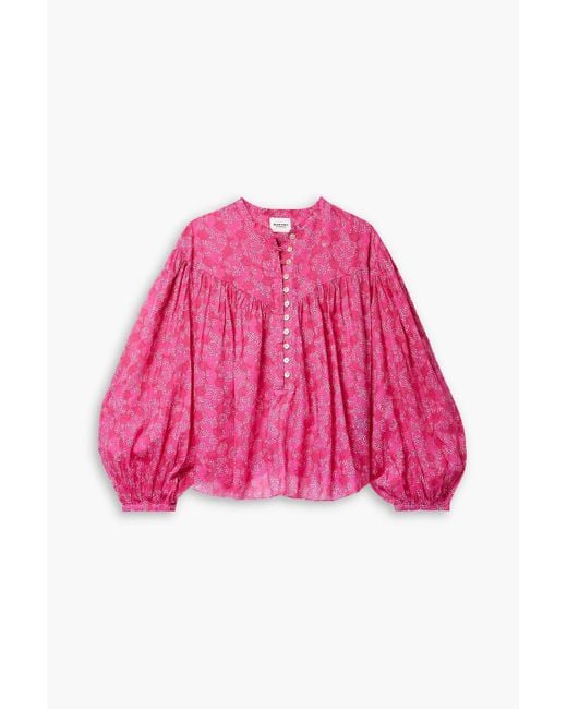 Isabel Marant Pink Salika Floral-print Cotton-voile Blouse