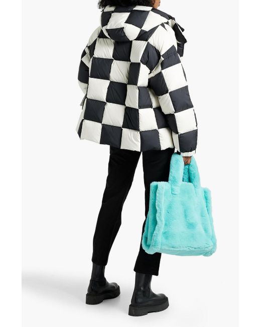 Stand Studio Black Darla Checked Shell Hooded Down Jacket