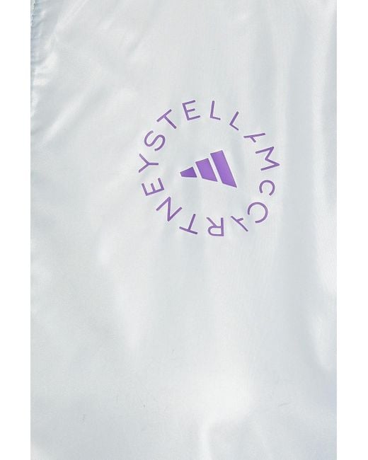 Adidas By Stella McCartney Blue Logo-print Coated Shell Hooded Track Jacket