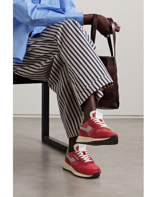 Autry Red Reelwind Low Suede And Shell Sneakers