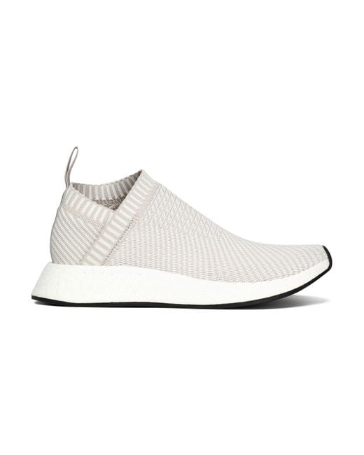 Adidas Originals White Stretch-knit Slip-on Sneakers Neutral