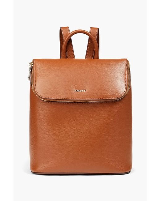 DKNY Brown Textured Leather Backpack