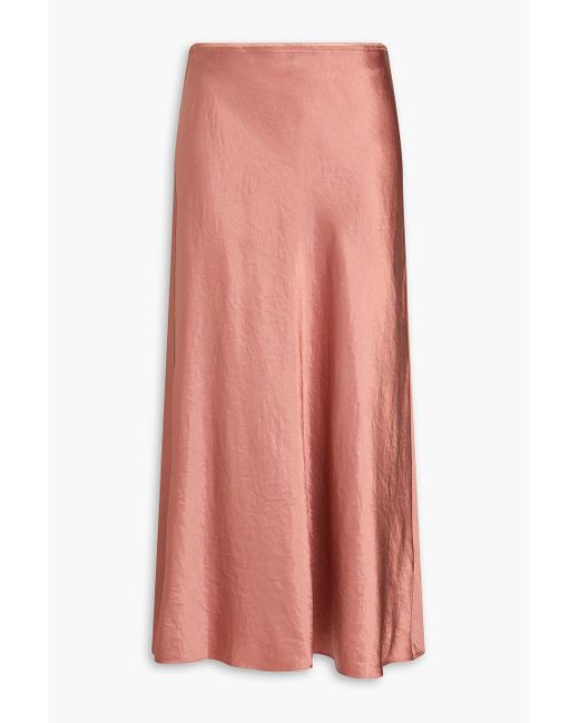 Vince Pink Satin Midi Skirt