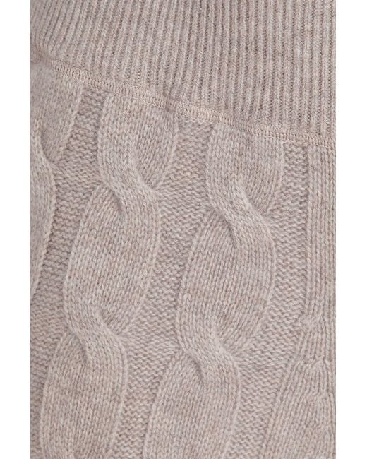 LeKasha Natural Trevise Cable-Knit Cashmere Wide-Leg Pants