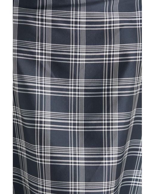 Theory Gray Checked Silk-twill Top